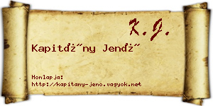 Kapitány Jenő névjegykártya