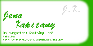 jeno kapitany business card