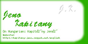 jeno kapitany business card